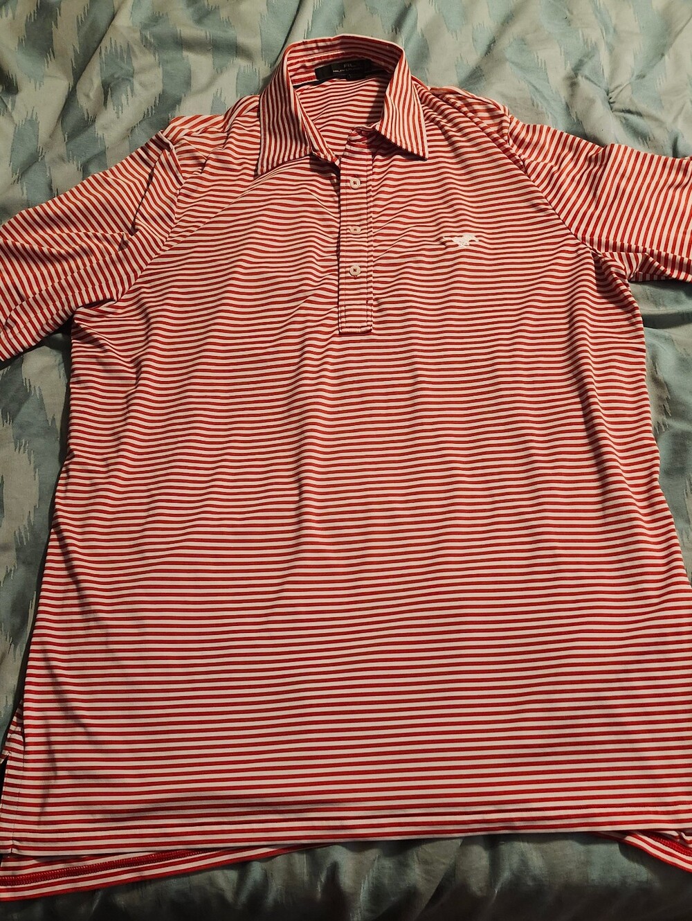 RLX‎ Ralph Lauren Red White Stripes Golf Polo Short Sleeve Men's Size Large